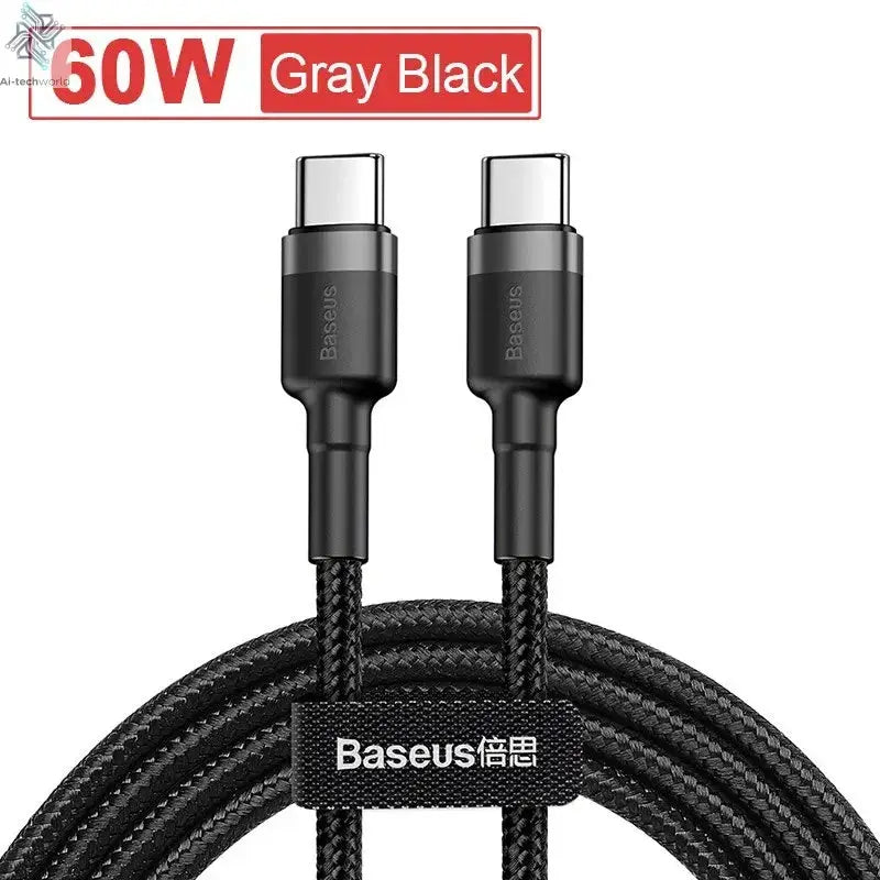 Baseus USB Type C To USB C Cable For iPhone 17 16 100W/5A PD Fast Charging Charger Cord For Macbook Xiaomi Samsung Type-C Cable Ai-TechWorld 