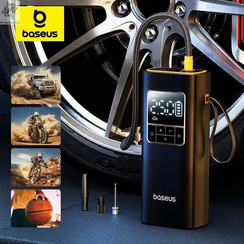 Baseus Wireless Air Pump Portable Tire Inflator Air Compressor with Digital Display for Car Motorcycles Bicycle Electric Pump Ai-TechWorld 