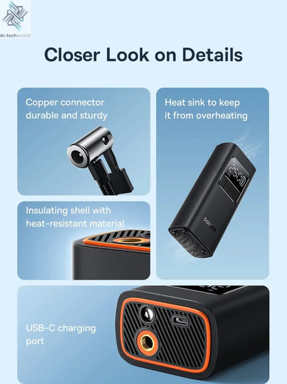 Baseus Wireless Air Pump Portable Tire Inflator Air Compressor with Digital Display for Car Motorcycles Bicycle Electric Pump Ai-TechWorld 