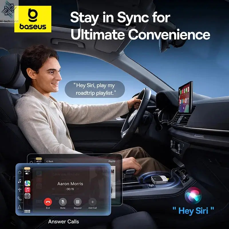 Baseus Wireless CarPlay Wired to Wireless CarPlay Adapter Auto Connect Car Intelligent Systems Plug&Play Bluetooth Smart CarPlay Ai-TechWorld 