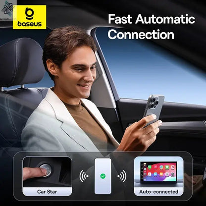 Baseus Wireless CarPlay Wired to Wireless CarPlay Adapter Auto Connect Car Intelligent Systems Plug&Play Bluetooth Smart CarPlay Ai-TechWorld 