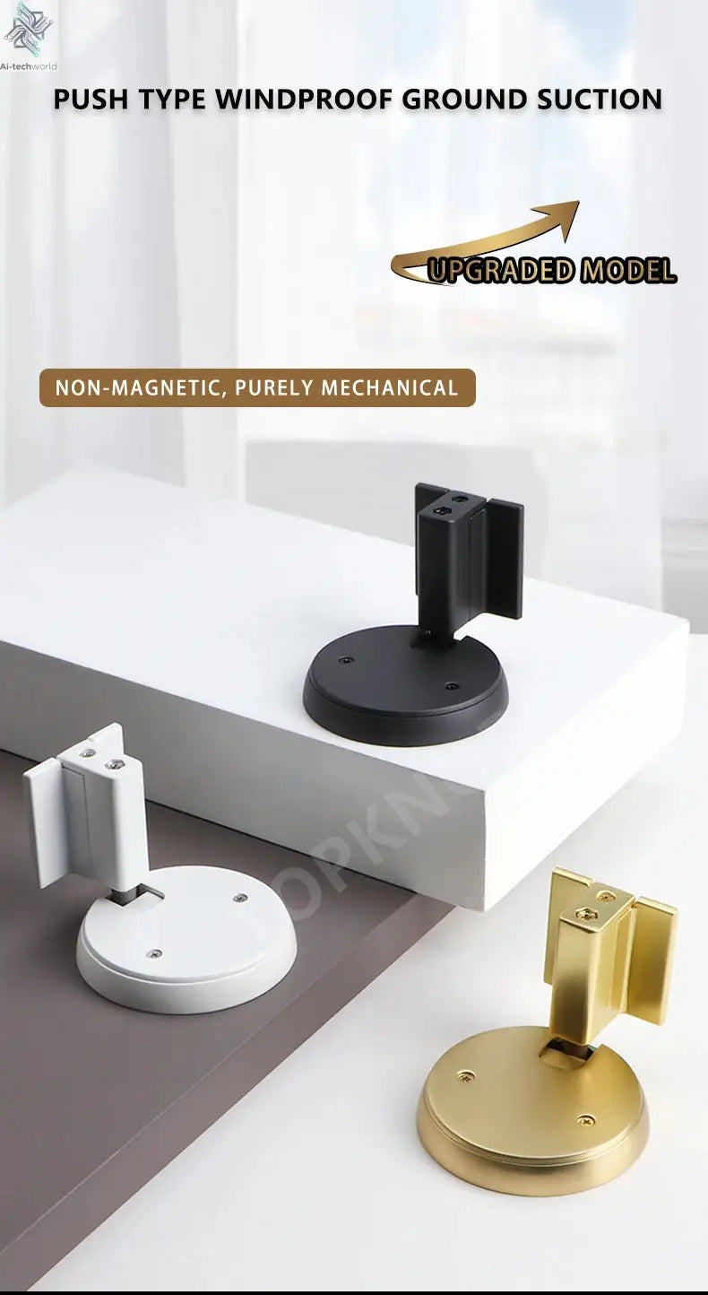 Bedroom Windproof Floor Suction No Punching Bathroom Invisible Door Touch Door Stop Non-magnetic Push Mechanical Door Suction Ai-TechWorld 