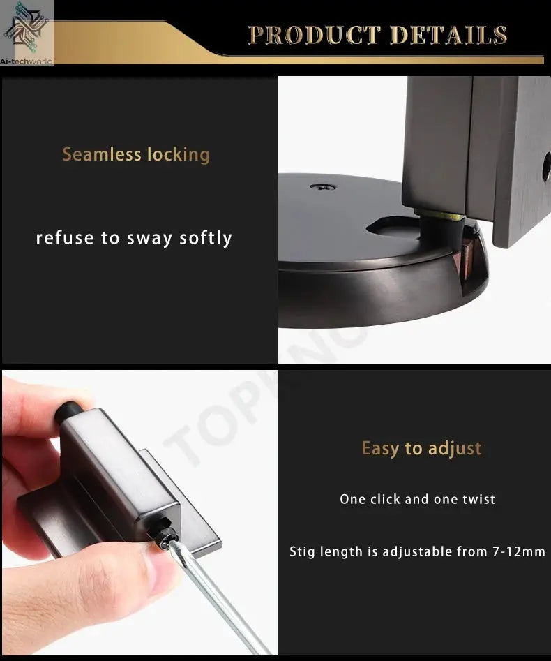 Bedroom Windproof Floor Suction No Punching Bathroom Invisible Door Touch Door Stop Non-magnetic Push Mechanical Door Suction Ai-TechWorld 