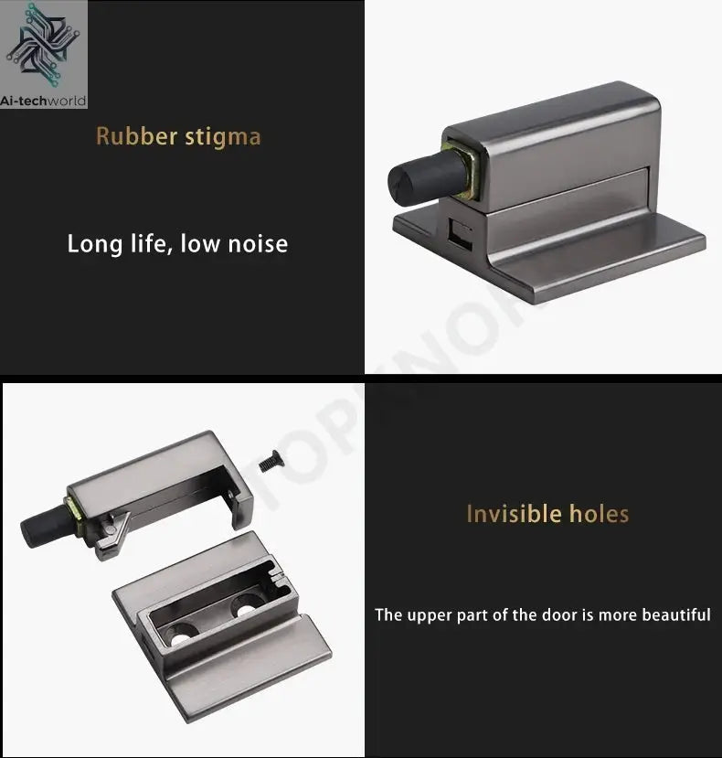 Bedroom Windproof Floor Suction No Punching Bathroom Invisible Door Touch Door Stop Non-magnetic Push Mechanical Door Suction Ai-TechWorld 