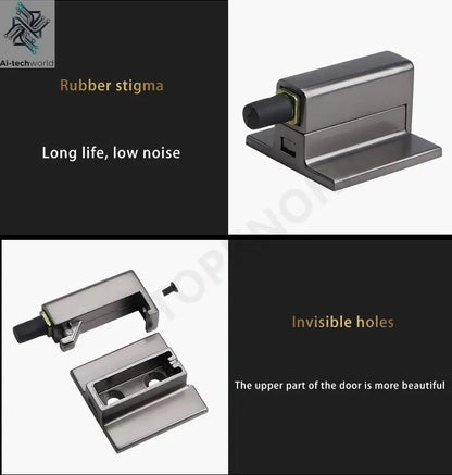 Bedroom Windproof Floor Suction No Punching Bathroom Invisible Door Touch Door Stop Non-magnetic Push Mechanical Door Suction Ai-TechWorld 