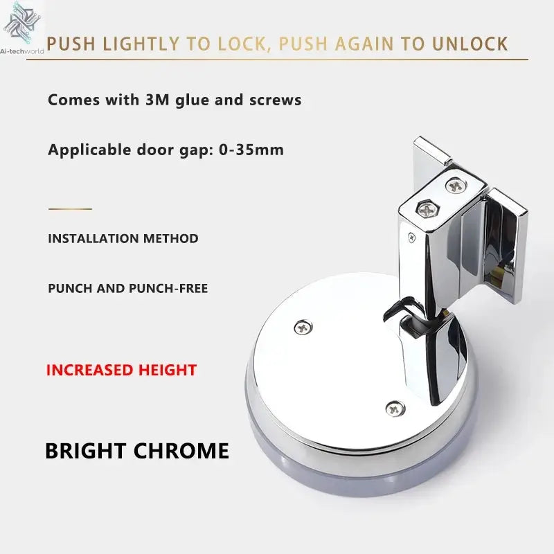 Bedroom Windproof Floor Suction No Punching Bathroom Invisible Door Touch Door Stop Non-magnetic Push Mechanical Door Suction Ai-TechWorld 