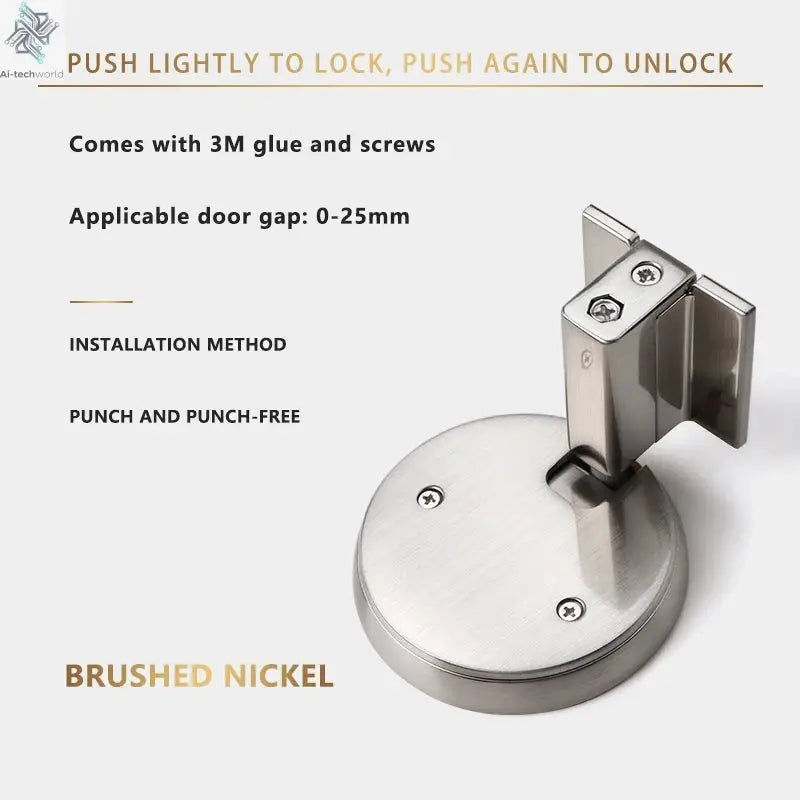Bedroom Windproof Floor Suction No Punching Bathroom Invisible Door Touch Door Stop Non-magnetic Push Mechanical Door Suction Ai-TechWorld 