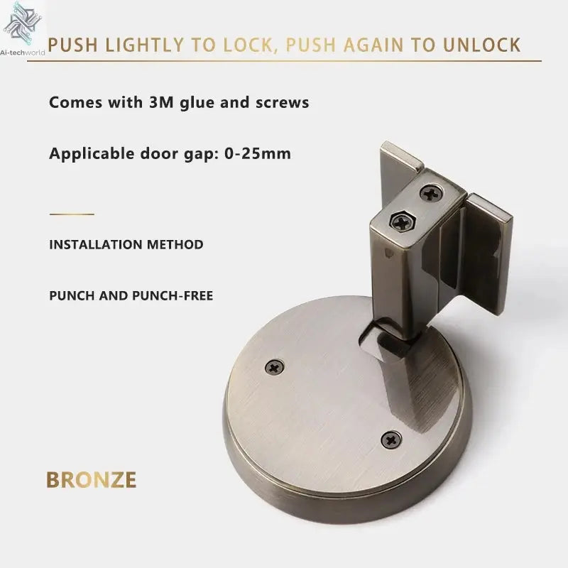 Bedroom Windproof Floor Suction No Punching Bathroom Invisible Door Touch Door Stop Non-magnetic Push Mechanical Door Suction Ai-TechWorld 