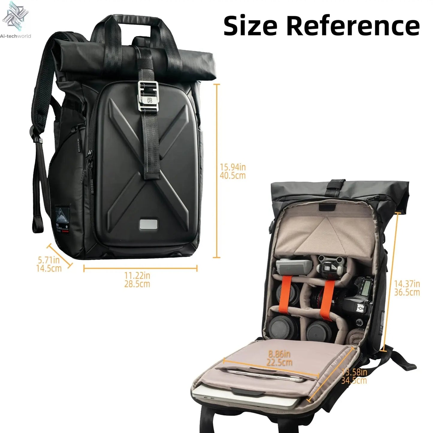 Besnfoto Waterproof Hard Shell Photography Backpack for DJI Drones & DSLR Cameras, Travel Shoulder Handbag Storage Case - Ai-TechWorld