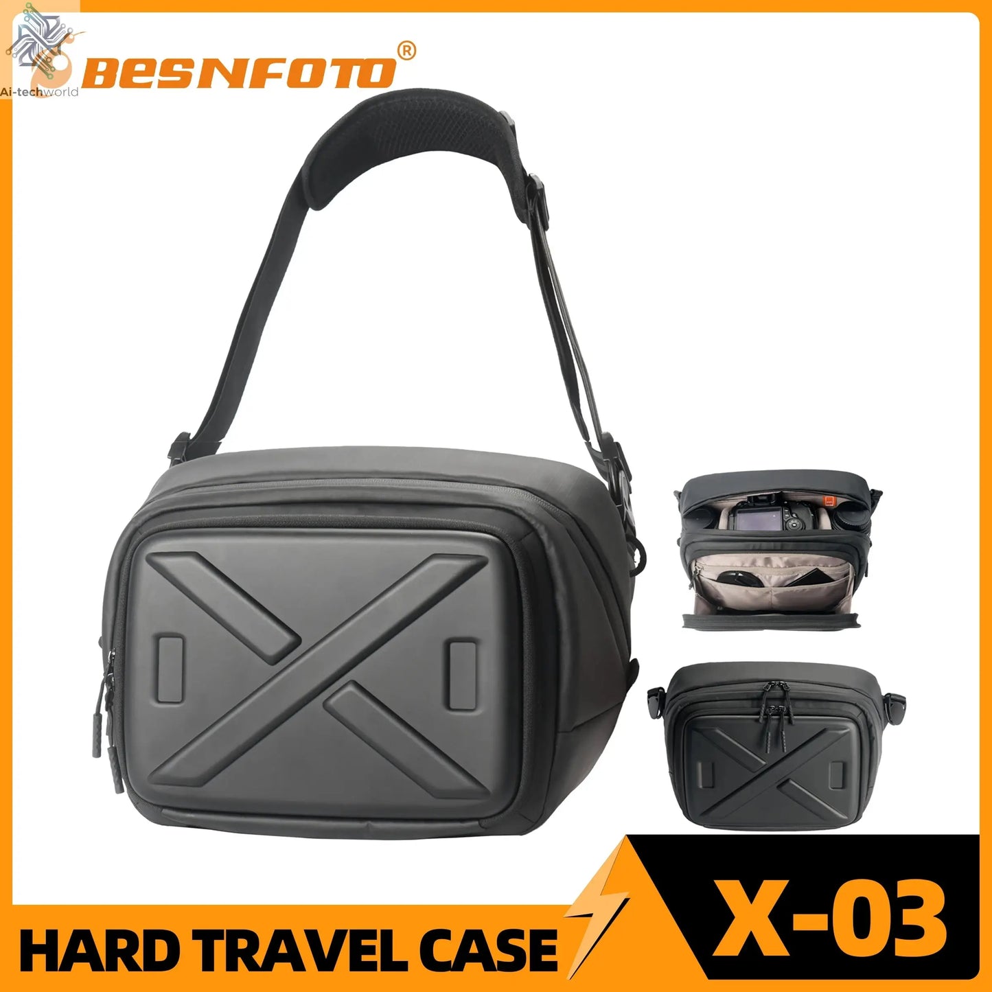 Besnfoto Waterproof Hard Shell Photography Backpack for DJI Drones & DSLR Cameras, Travel Shoulder Handbag Storage Case - Ai-TechWorld