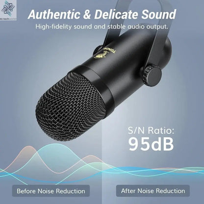 Best - Podcast Equipment Bundle for 2, Audio Mixer with 2 Dynamic Microphone and 2 Boom Arm Set, XLR Mic with Studio Ai-TechWorld