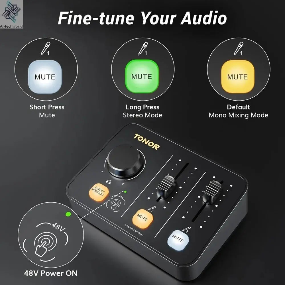 Best - Podcast Equipment Bundle for 2, Audio Mixer with 2 Dynamic Microphone and 2 Boom Arm Set, XLR Mic with Studio Ai-TechWorld