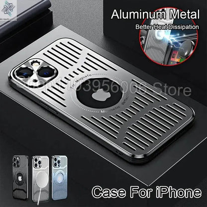 Better Heat Dissipation Aluminum Metal Phone Case For iPhone 17 16 15 14 13 12 Pro Max Back Cover Ai-TechWorld 