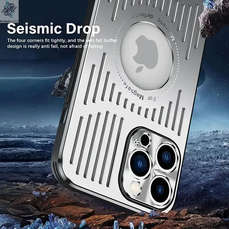 Better Heat Dissipation Aluminum Metal Phone Case For iPhone 17 16 15 14 13 12 Pro Max Back Cover Ai-TechWorld 