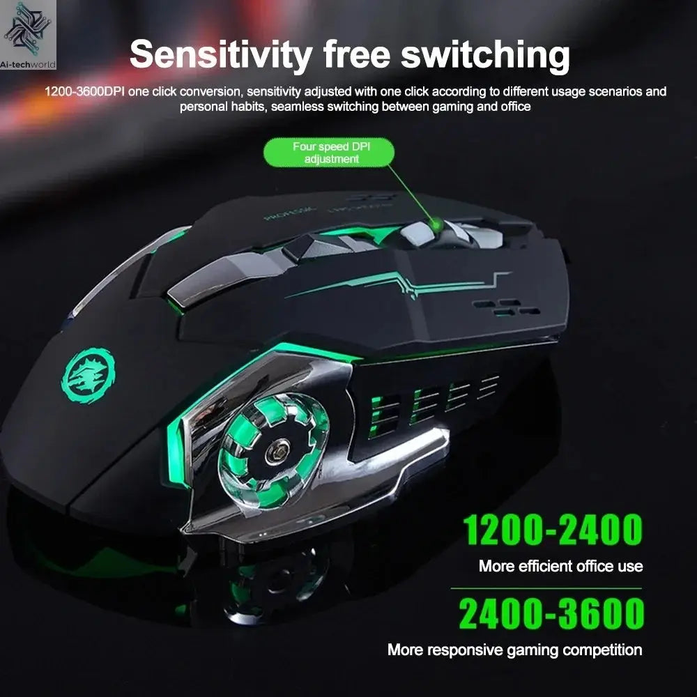 Bluetooth 5.2 Mouse 2.4G Wireless Mouse Rechargeable Mouse Dual Mode Gaming Mouse 3600 DPI Mice For Laptop Computer Accessories Ai-TechWorld 
