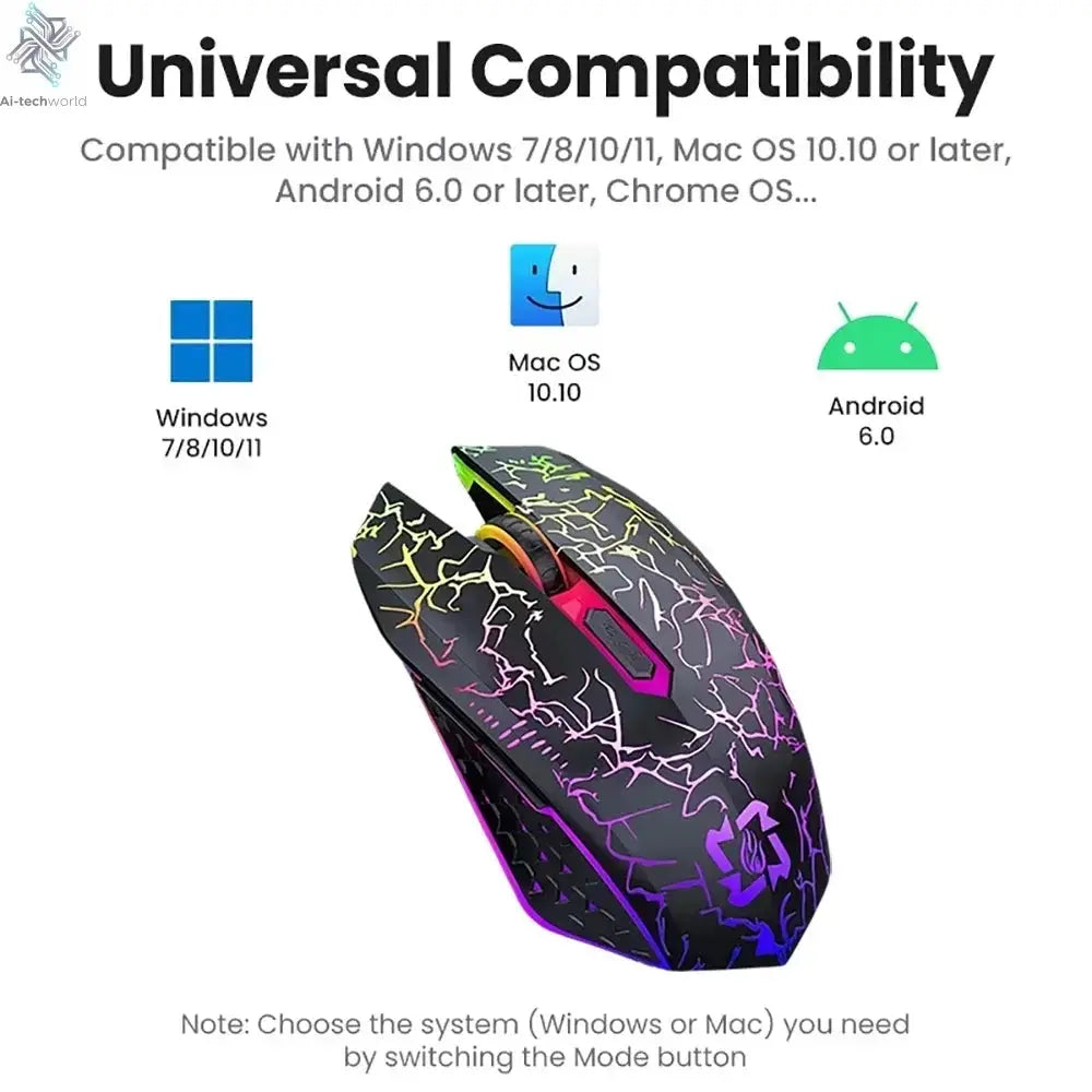 Bluetooth 5.2 Mouse RGB 2.4G Wireless Mouse Dual-Mode Gaming Mouse 6 Buttons Silent Mouse For MacBook Tablet Laptops Computer Ai-TechWorld 
