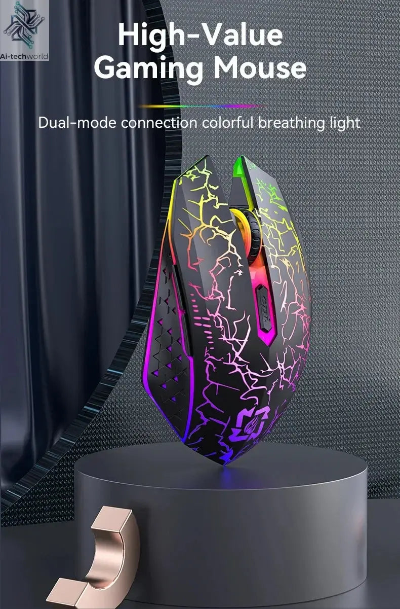 Bluetooth 5.2 Mouse RGB 2.4G Wireless Mouse Dual-Mode Gaming Mouse 6 Buttons Silent Mouse For MacBook Tablet Laptops Computer Ai-TechWorld 