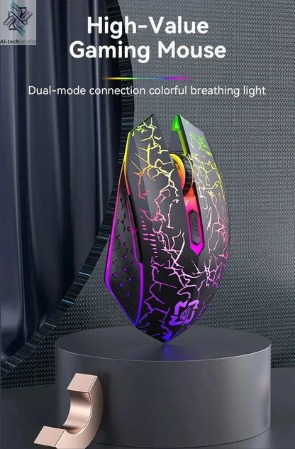 Bluetooth 5.2 Mouse RGB 2.4G Wireless Mouse Dual-Mode Gaming Mouse 6 Buttons Silent Mouse For MacBook Tablet Laptops Computer Ai-TechWorld 