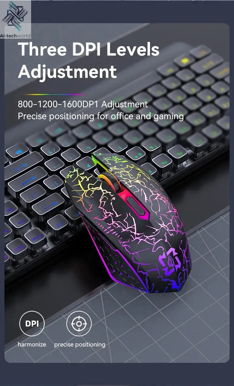Bluetooth 5.2 Mouse RGB 2.4G Wireless Mouse Dual-Mode Gaming Mouse 6 Buttons Silent Mouse For MacBook Tablet Laptops Computer Ai-TechWorld 