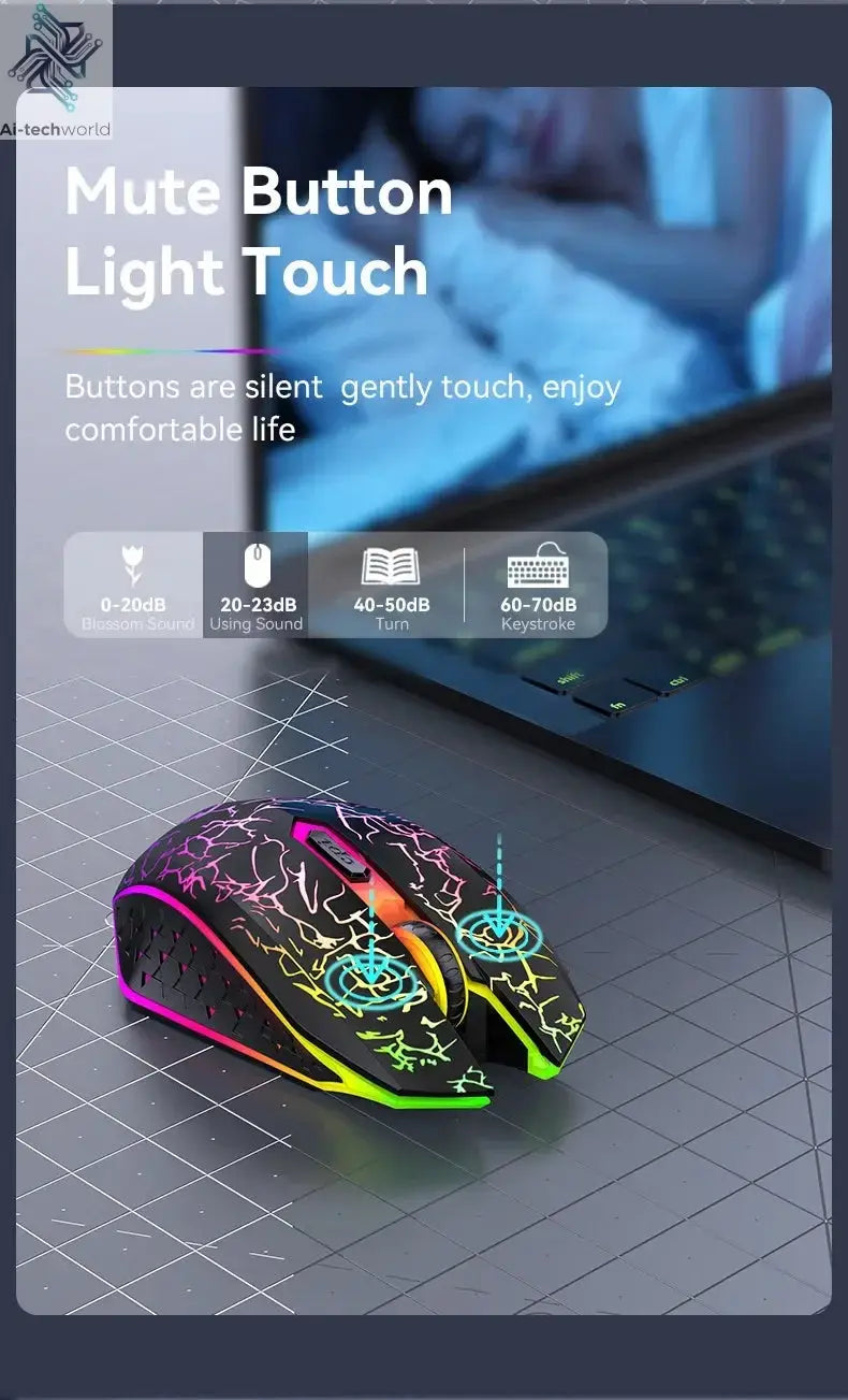 Bluetooth 5.2 Mouse RGB 2.4G Wireless Mouse Dual-Mode Gaming Mouse 6 Buttons Silent Mouse For MacBook Tablet Laptops Computer Ai-TechWorld 