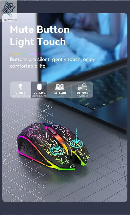 Bluetooth 5.2 Mouse RGB 2.4G Wireless Mouse Dual-Mode Gaming Mouse 6 Buttons Silent Mouse For MacBook Tablet Laptops Computer Ai-TechWorld 