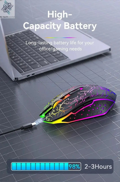 Bluetooth 5.2 Mouse RGB 2.4G Wireless Mouse Dual-Mode Gaming Mouse 6 Buttons Silent Mouse For MacBook Tablet Laptops Computer Ai-TechWorld 