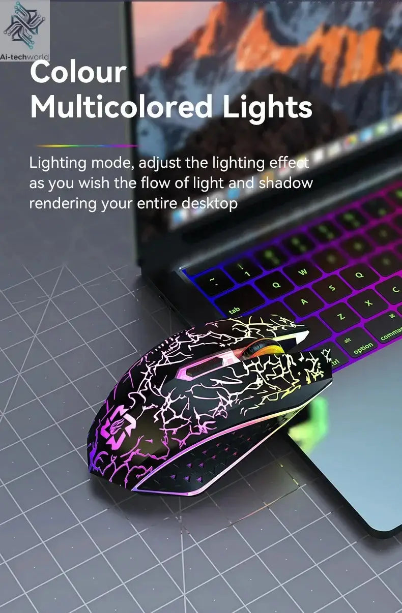 Bluetooth 5.2 Mouse RGB 2.4G Wireless Mouse Dual-Mode Gaming Mouse 6 Buttons Silent Mouse For MacBook Tablet Laptops Computer Ai-TechWorld 