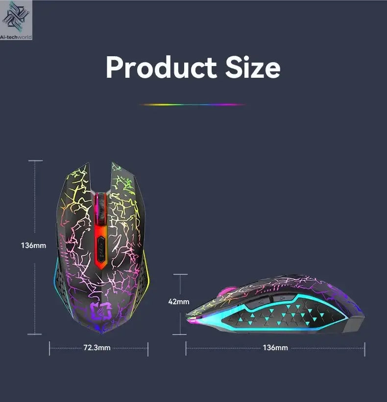 Bluetooth 5.2 Mouse RGB 2.4G Wireless Mouse Dual-Mode Gaming Mouse 6 Buttons Silent Mouse For MacBook Tablet Laptops Computer Ai-TechWorld 