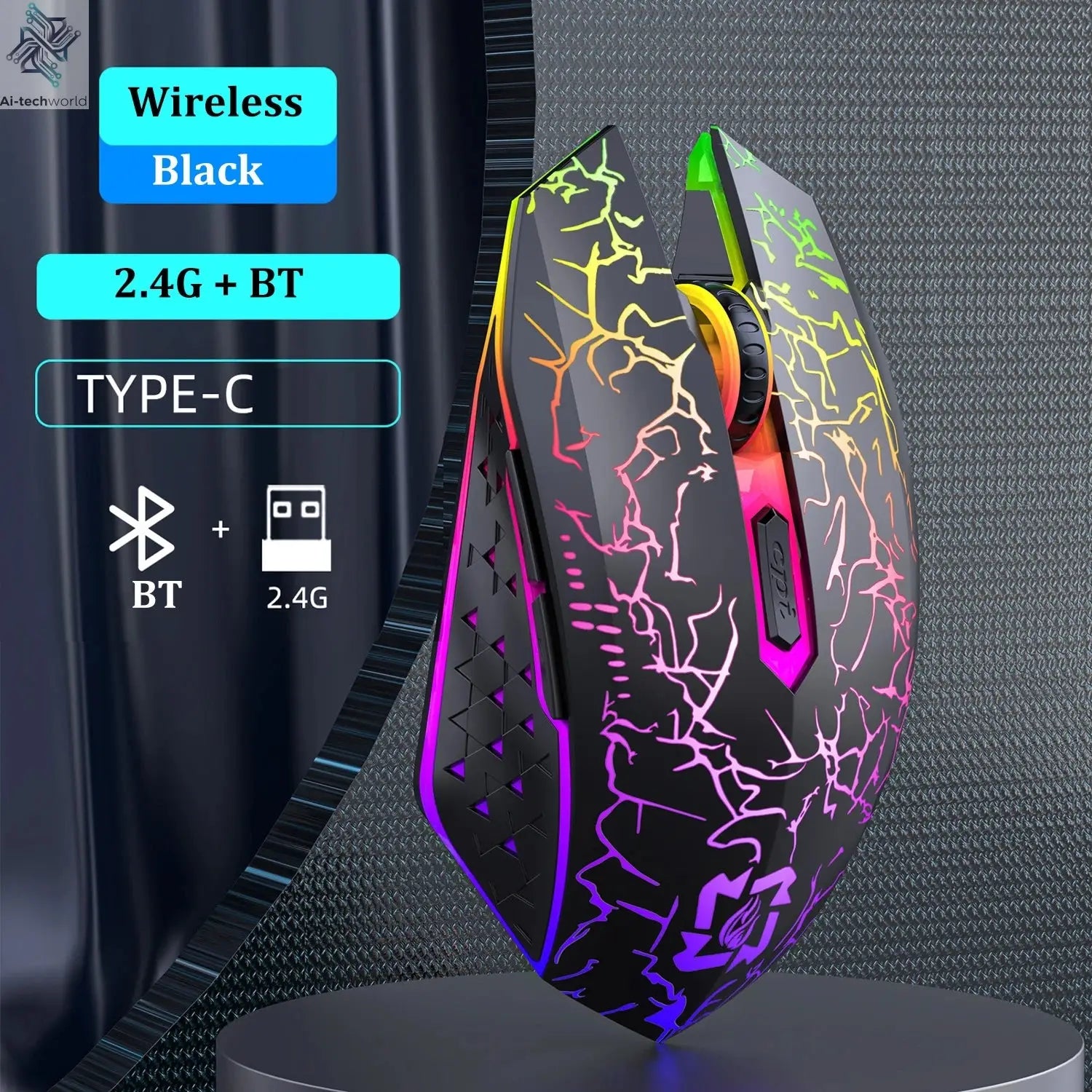 Bluetooth 5.2 Mouse RGB 2.4G Wireless Mouse Dual-Mode Gaming Mouse 6 Buttons Silent Mouse For MacBook Tablet Laptops Computer Ai-TechWorld 