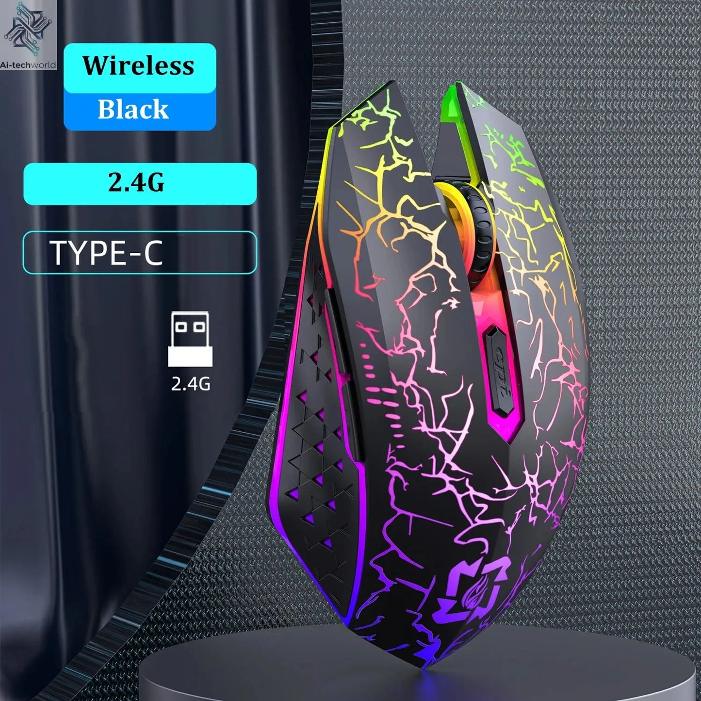 Bluetooth 5.2 Mouse RGB 2.4G Wireless Mouse Dual-Mode Gaming Mouse 6 Buttons Silent Mouse For MacBook Tablet Laptops Computer Ai-TechWorld 