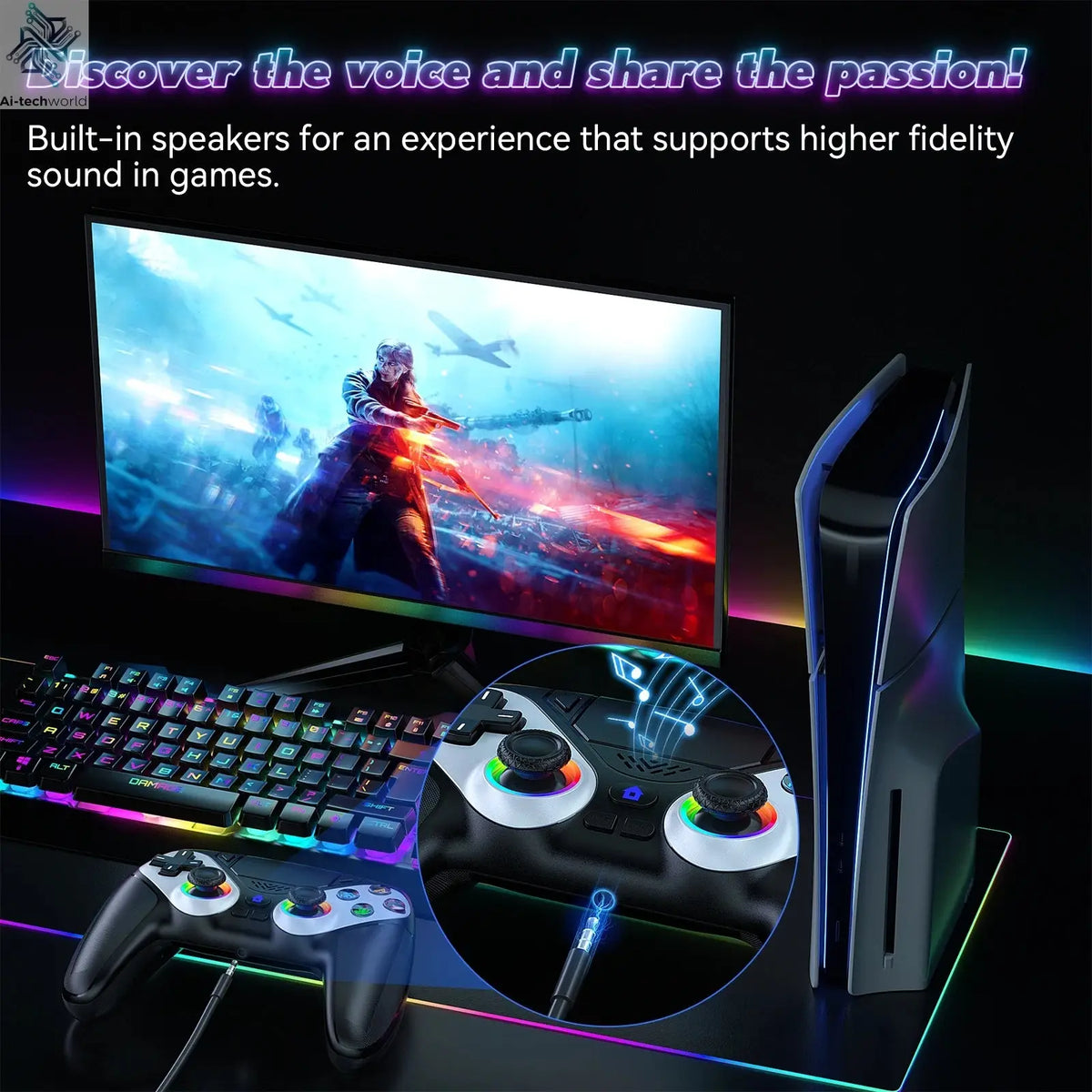 Bluetooth Gamepad For Playstation 5 Wireless Controller Ps5 Pc Console Controller With Turbo Dual Sense Vibrate Programming Ai-TechWorld 