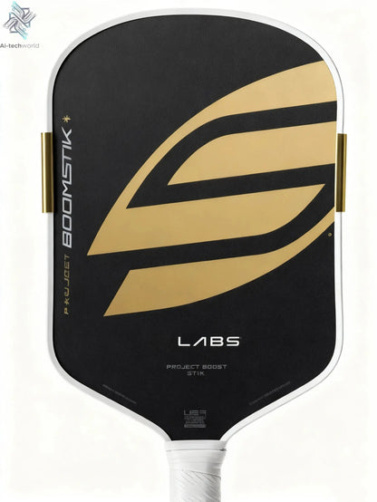 Boomsti Gold Paddle: T700 carbon fiber & EPP+EVA face. Light, durable for all levels. Non-slip grip & LABS multi-layer surface. Ai-TechWorld 