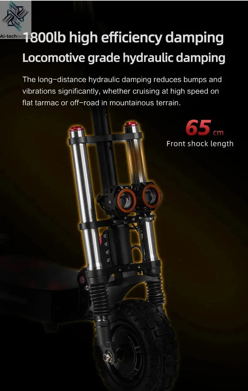 Boyueda S3 EScooters 6000W Dual Motor 60V38ah Hydraulic Oil Brake Electric Scooter Aldult 11 Inch Off-road Vacuum Tire E-Scooter Ai-TechWorld 