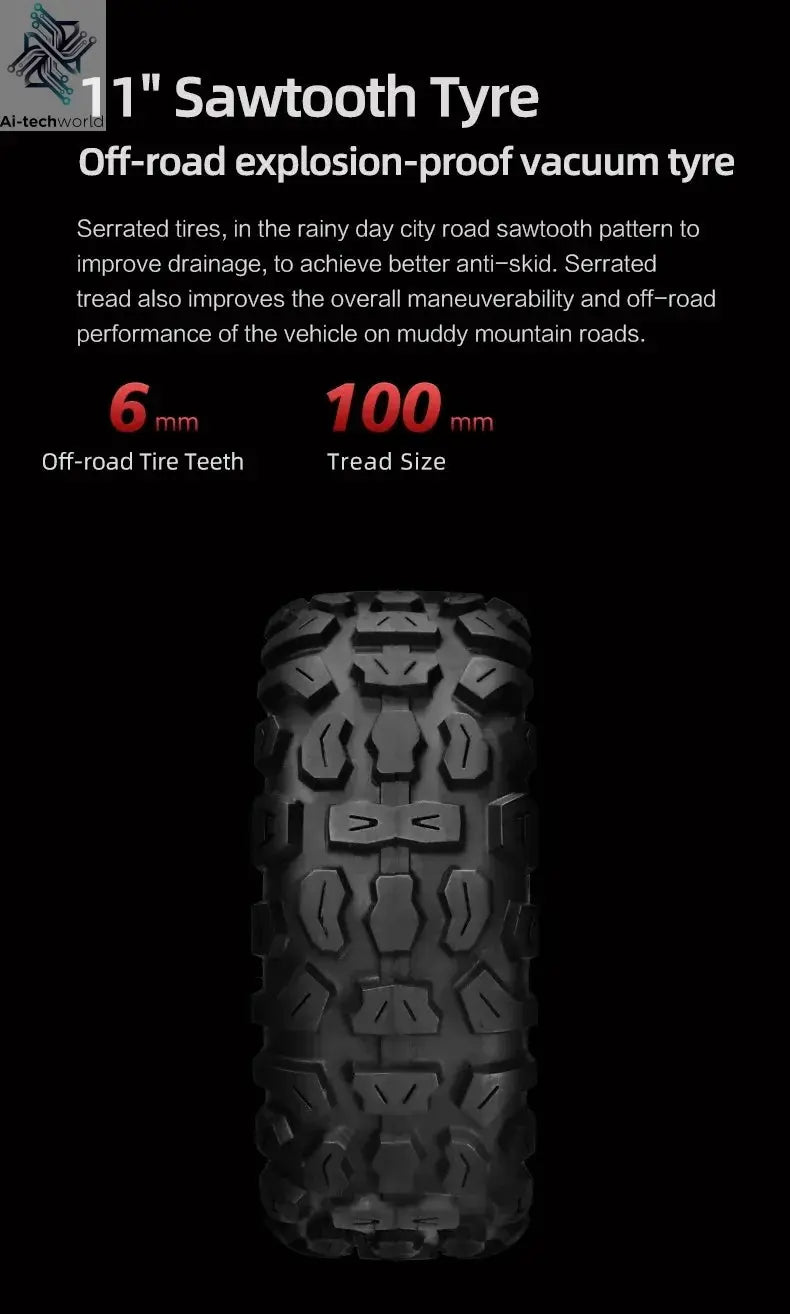 Boyueda S3 EScooters 6000W Dual Motor 60V38ah Hydraulic Oil Brake Electric Scooter Aldult 11 Inch Off-road Vacuum Tire E-Scooter Ai-TechWorld 