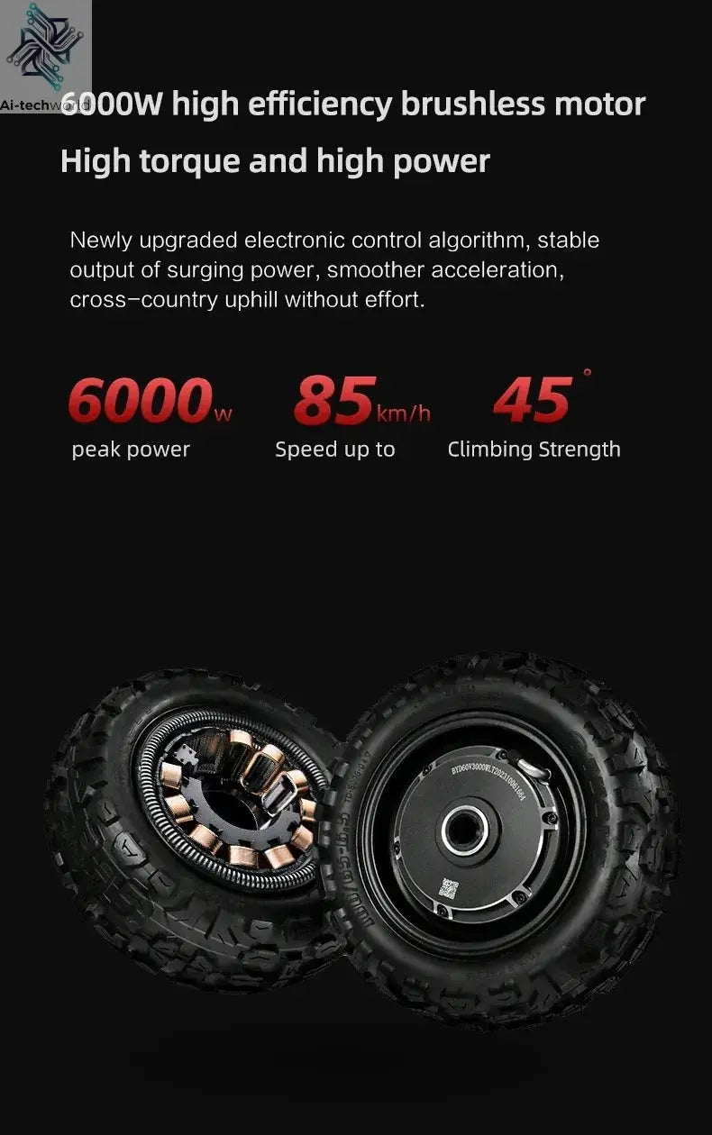 Boyueda S3 EScooters 6000W Dual Motor 60V38ah Hydraulic Oil Brake Electric Scooter Aldult 11 Inch Off-road Vacuum Tire E-Scooter Ai-TechWorld 