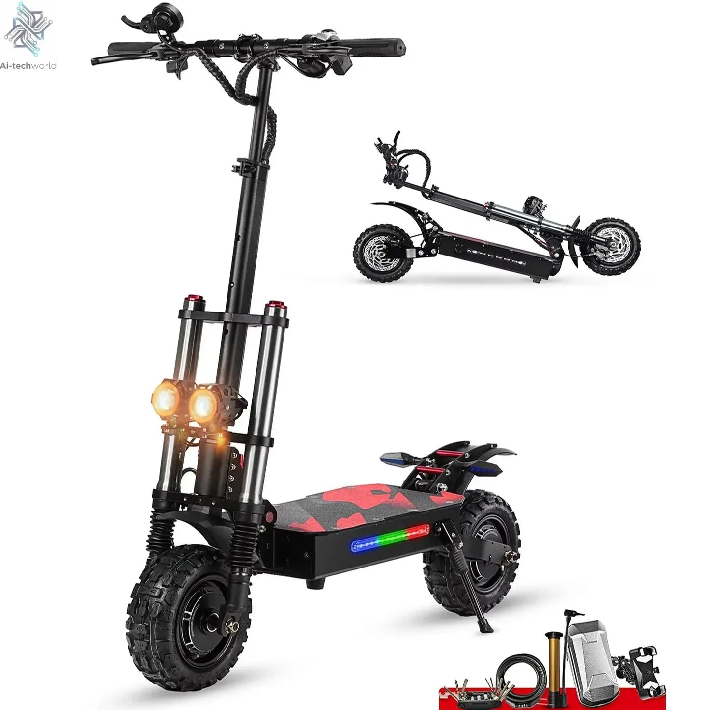 Boyueda S3 EScooters 6000W Dual Motor 60V38ah Hydraulic Oil Brake Electric Scooter Aldult 11 Inch Off-road Vacuum Tire E-Scooter Ai-TechWorld 