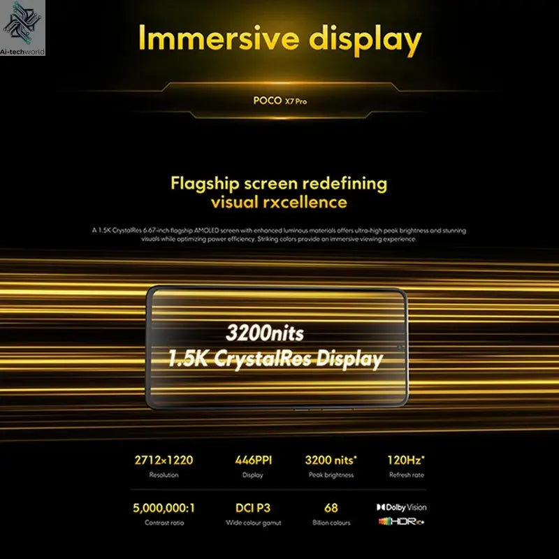 【Brand+】POCO X7 Pro Smartphone Dimensity 8400-Ultra 6000mAh 90W HyperCharge 6.67" AMOLED display NFC Xiaomi HyperOS 2 Ai-TechWorld 