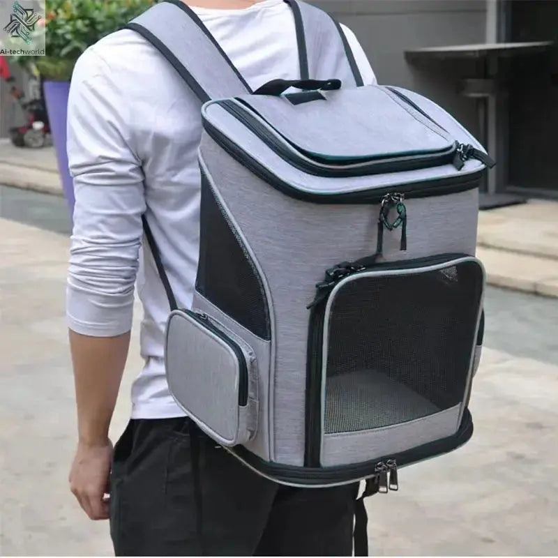 Breathable Pet Cat Carrier Backpack Foldable Pet Carrier Transport Travel Bag Expandable Large Capacity Creative for Cats Dogs Ai-TechWorld 