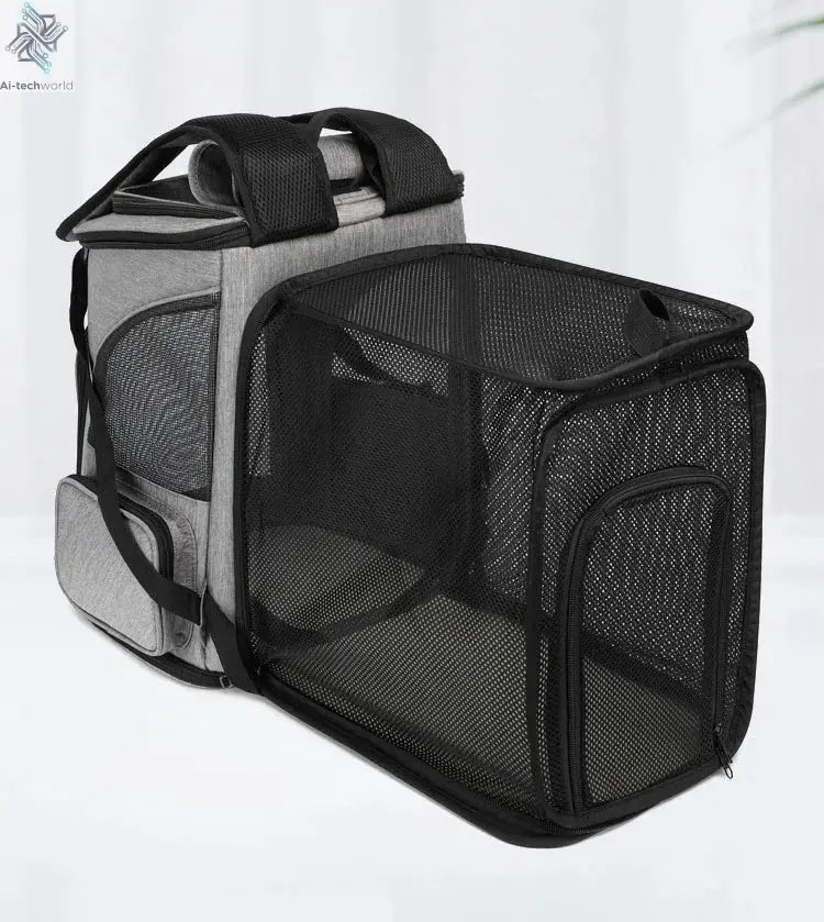Breathable Pet Cat Carrier Backpack Foldable Pet Carrier Transport Travel Bag Expandable Large Capacity Creative for Cats Dogs Ai-TechWorld 