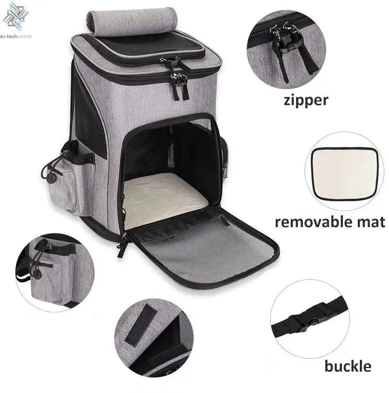 Breathable Pet Cat Carrier Backpack Foldable Pet Carrier Transport Travel Bag Expandable Large Capacity Creative for Cats Dogs Ai-TechWorld 