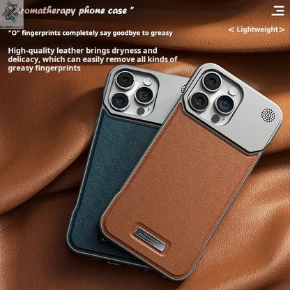 Business Aromatherapy Leather Case for iPhone 17 Air 16 15 14 Plus 13 12 11 Pro Max For Magsafe Magnetic Frameless Armor Cover Ai-TechWorld 