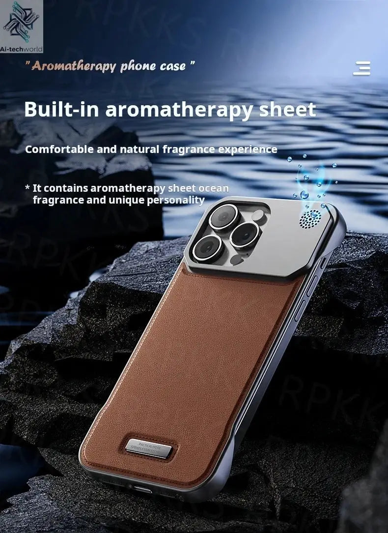 Business Aromatherapy Leather Case for iPhone 17 Air 16 15 14 Plus 13 12 11 Pro Max For Magsafe Magnetic Frameless Armor Cover Ai-TechWorld 