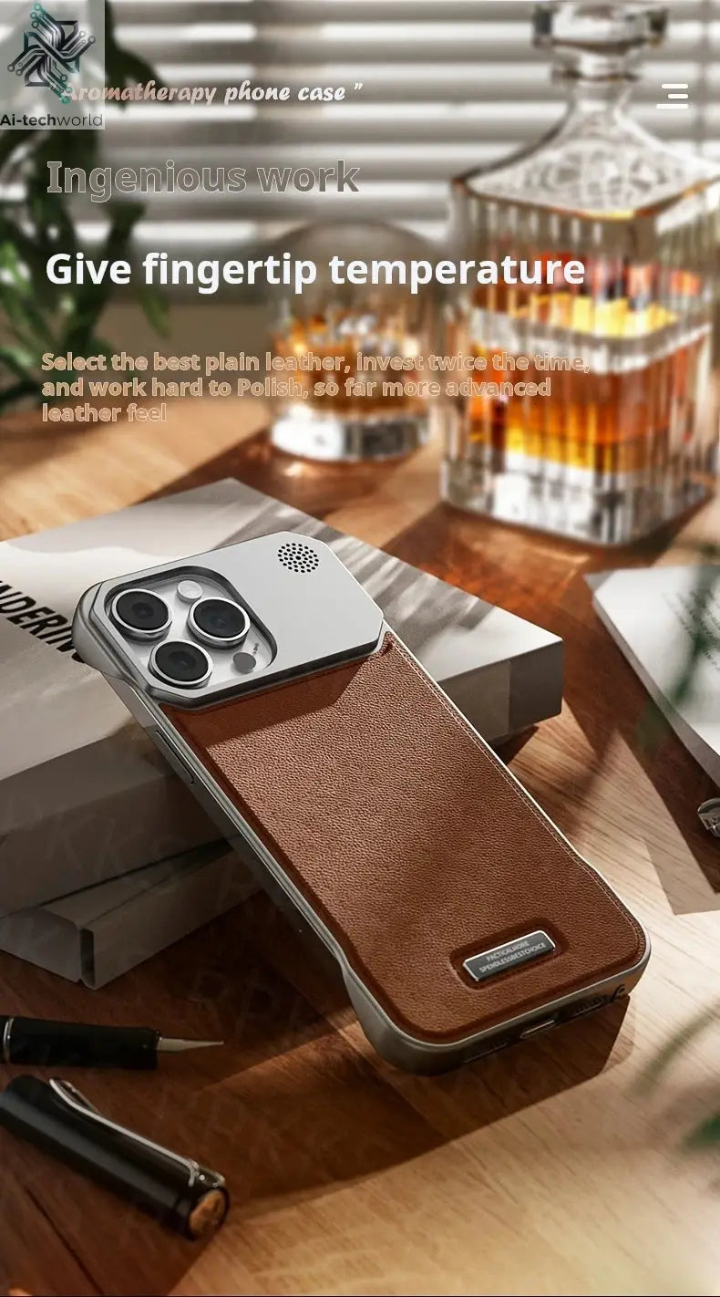 Business Aromatherapy Leather Case for iPhone 17 Air 16 15 14 Plus 13 12 11 Pro Max For Magsafe Magnetic Frameless Armor Cover Ai-TechWorld 