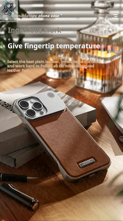 Business Aromatherapy Leather Case for iPhone 17 Air 16 15 14 Plus 13 12 11 Pro Max For Magsafe Magnetic Frameless Armor Cover Ai-TechWorld 