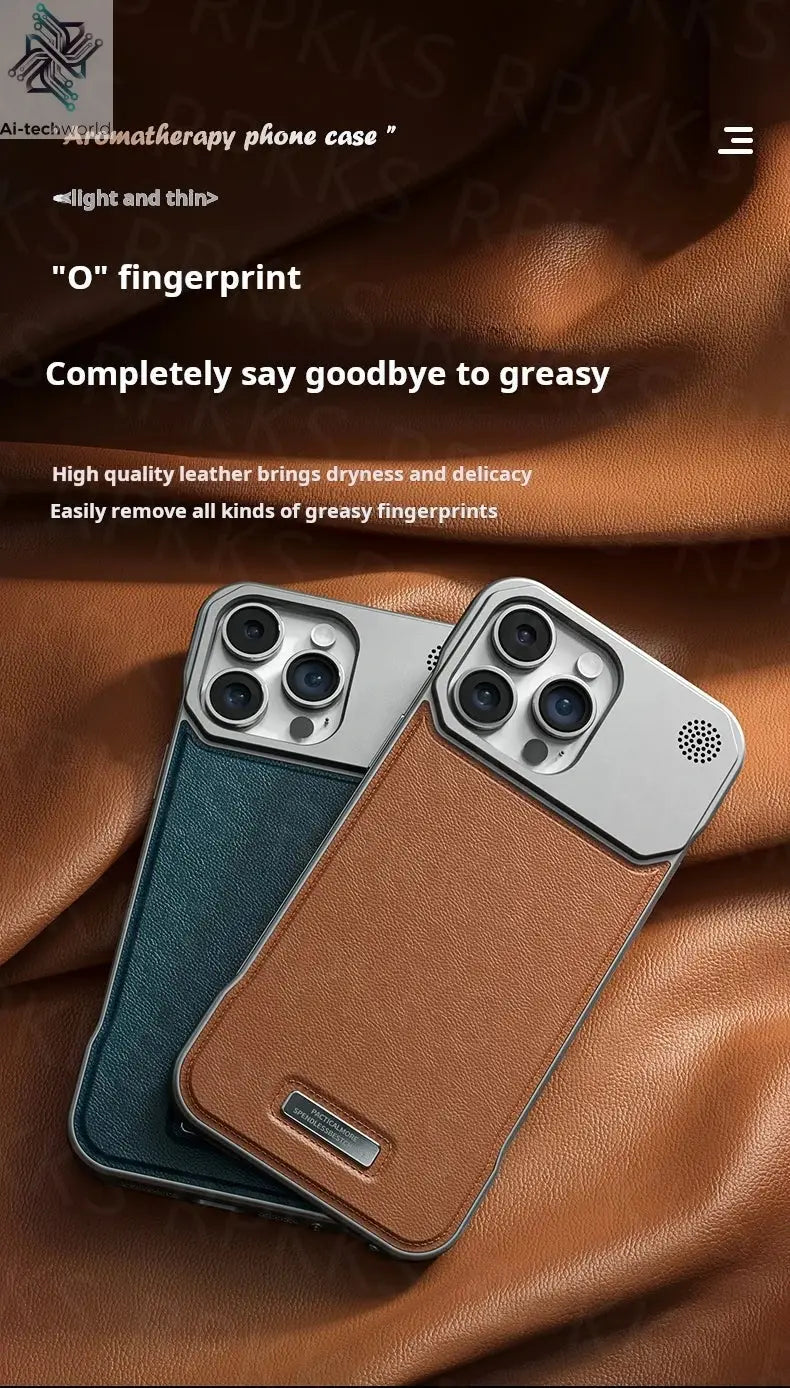 Business Aromatherapy Leather Case for iPhone 17 Air 16 15 14 Plus 13 12 11 Pro Max For Magsafe Magnetic Frameless Armor Cover Ai-TechWorld 