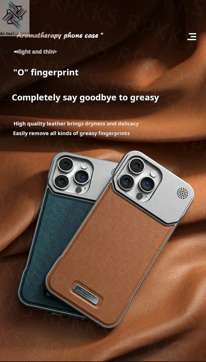 Business Aromatherapy Leather Case for iPhone 17 Air 16 15 14 Plus 13 12 11 Pro Max For Magsafe Magnetic Frameless Armor Cover Ai-TechWorld 