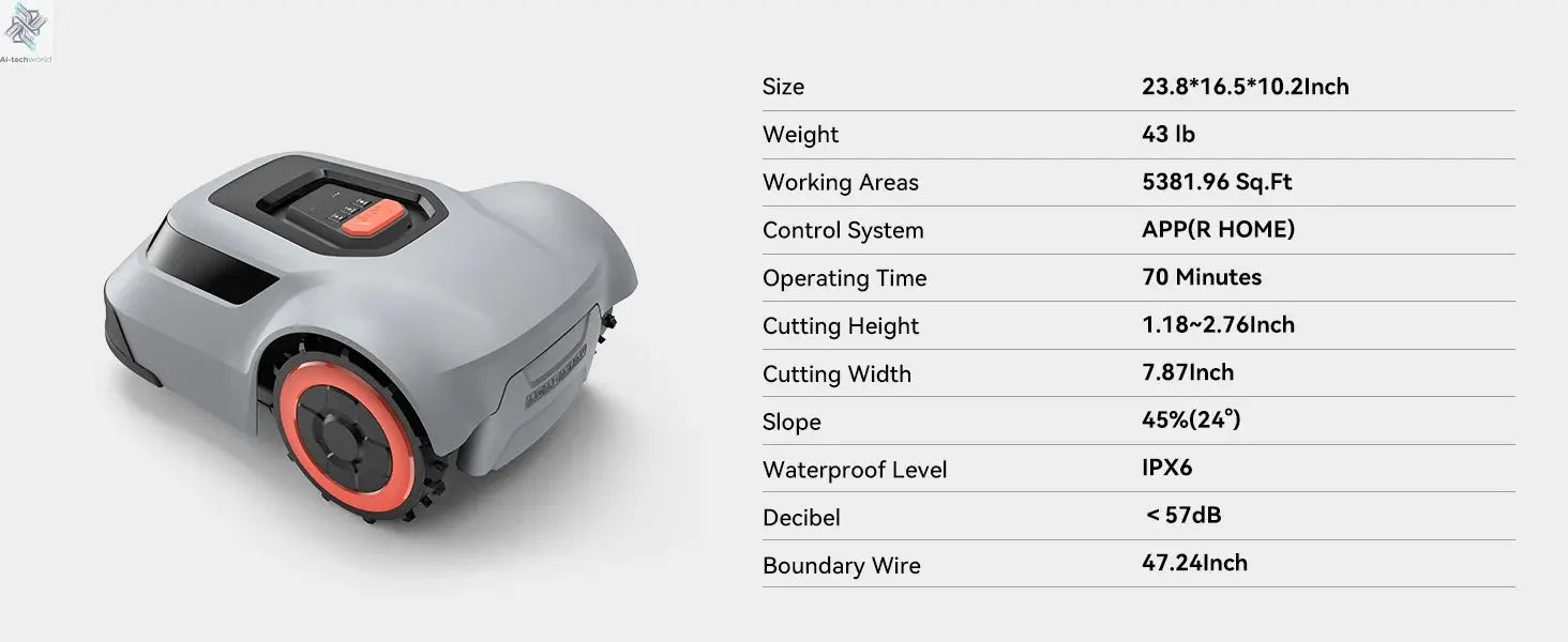 C-TOF Robotic Lawn Mower Redkey MGC800 MGC1000 Lawn Mower Robot Cable Break Detection Climbing 45% App Control Automatic Cutting Ai-TechWorld 