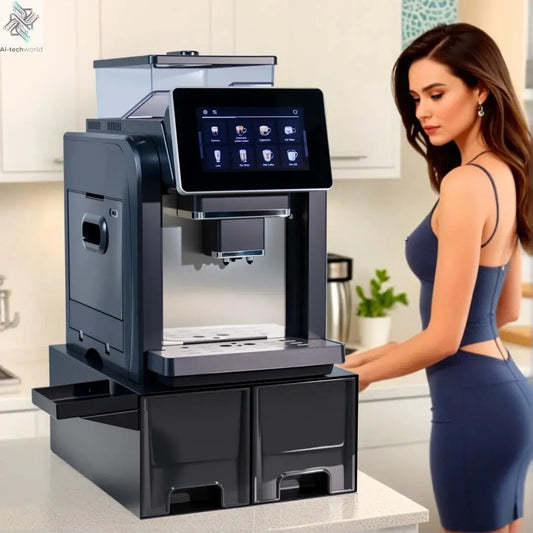 CE Electric Commercial Coffee Machine 19 Bar Espresso Machine Fully-Automatic Espresso Maker With Bean Grinder and Milk Frother Ai-TechWorld 