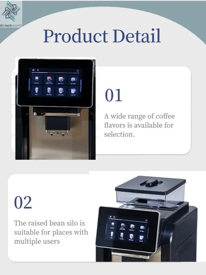 CE Electric Commercial Coffee Machine 19 Bar Espresso Machine Fully-Automatic Espresso Maker With Bean Grinder and Milk Frother Ai-TechWorld 