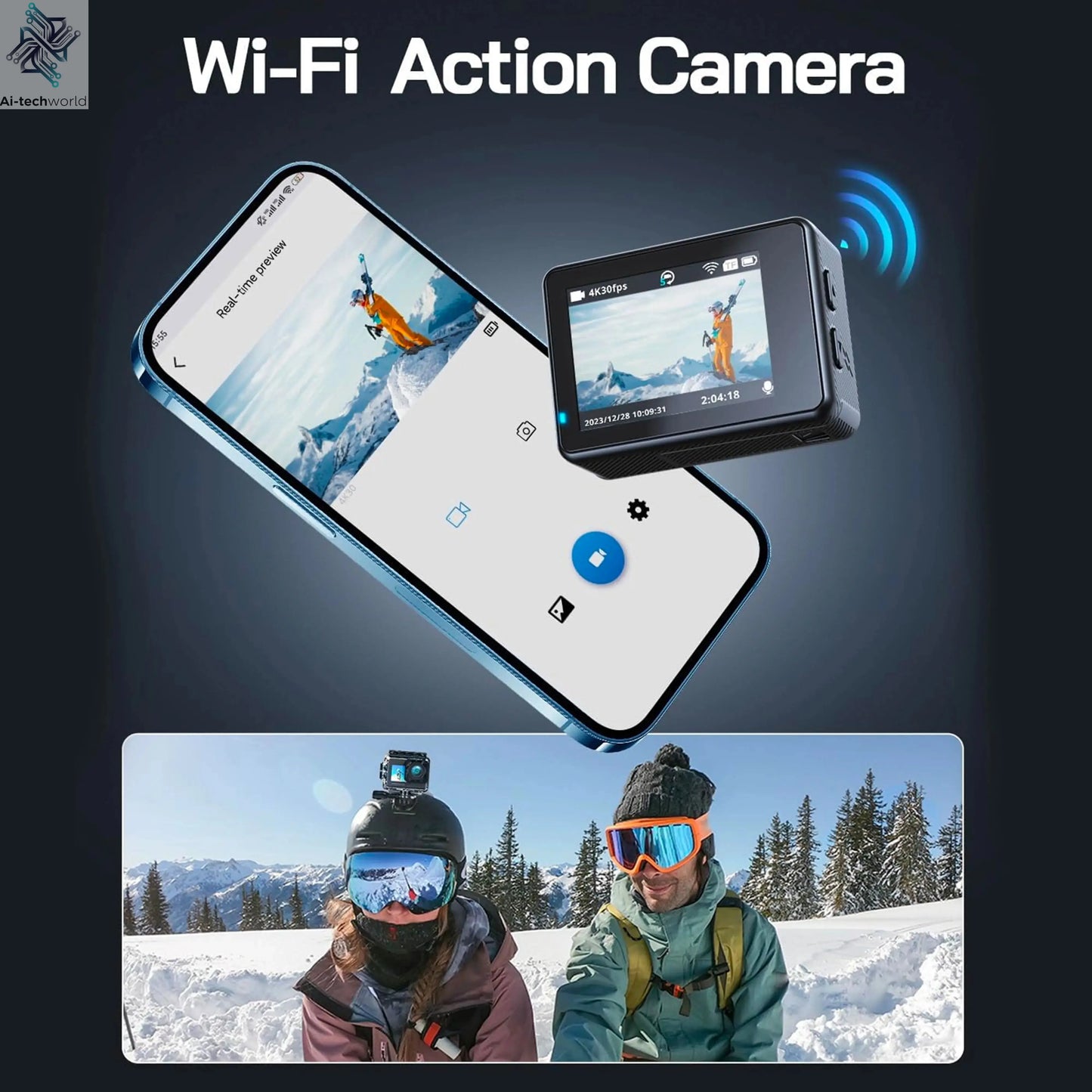 CERASTES V10 5K Action Camera Electronic Image Stabilization 2" Touch LCD 4K Waterproof Action Camera Dashcam Motion Detection Ai-TechWorld 